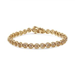 14K Yellow Gold Plated Sterling Silver Diamond Circle Tennis Bracelet